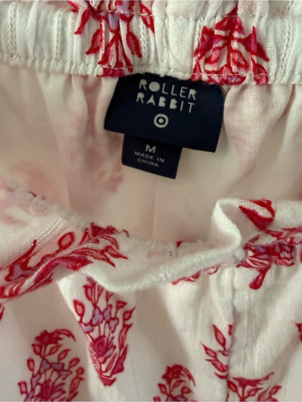 Roller Rabbit White High-Waist Shorts with Pink Floral Print and Tassels - Picture 5 of 7